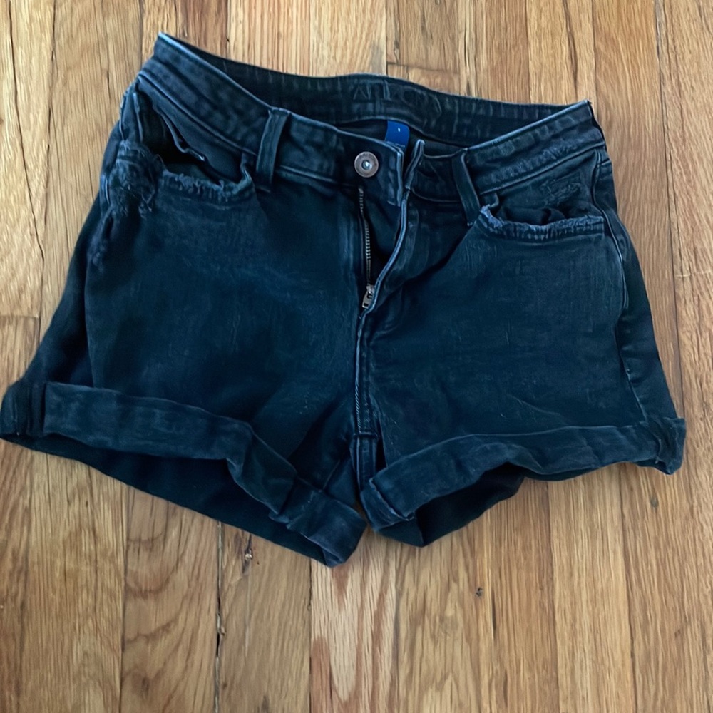 Size S black denim shorts